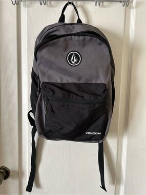 Volcom Gray & Black Academy Logo Patch Backpack